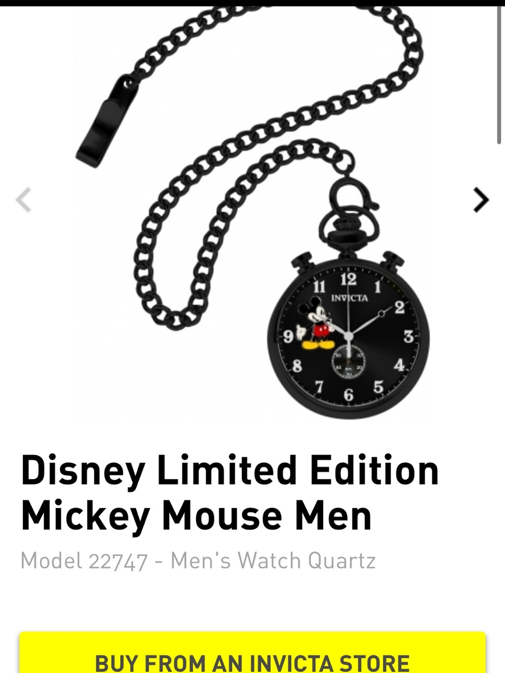 Invicta Disney Limited Edition Men's Mickey Mouse Pocket Watch #269 of 3000